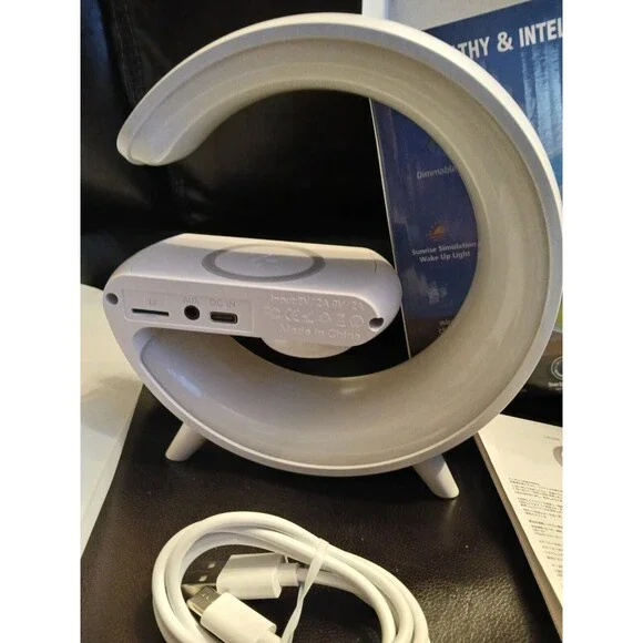 LED Desk Lamp Night Light Wireless Charger Alarm Clock w/Bluetooth Speaker 15W - Picture 8 of 10